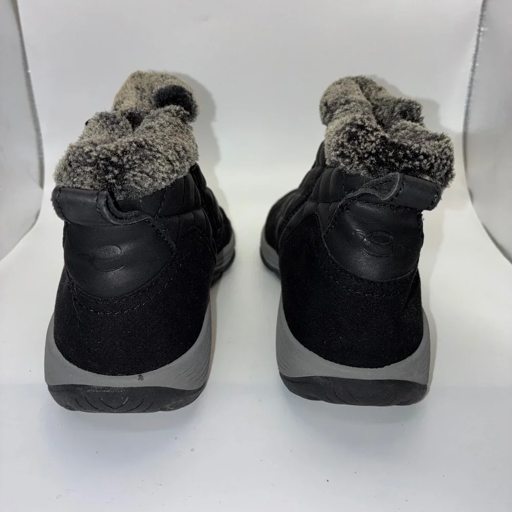 Easy Spirit Womens Black Quilted Faux Fur Trim Ankle Boots Size 7.5W‎ SEVAHES
